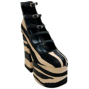 Marc Jacobs Black / White Zebra Pony Kiki Platform Pumps
